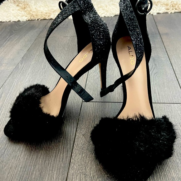 Aldo Shoes New Furry Glitter Heels Aldo Poshmark